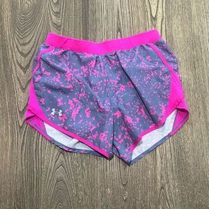 Under Armour UA Fly By 2.0 Printed Running Shorts Elastic Waist Pink Size S